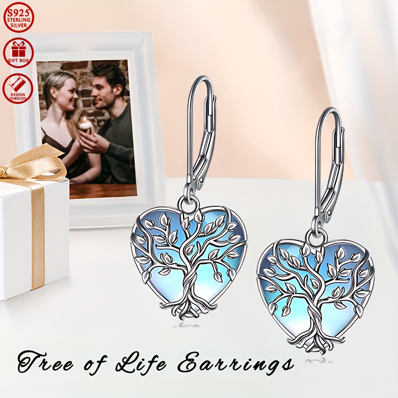 Moonstone Dangle Earrings 925 Silver Lightweight
